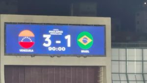Victoria de Venezuela sub-23 3-0 sobre Brasil.